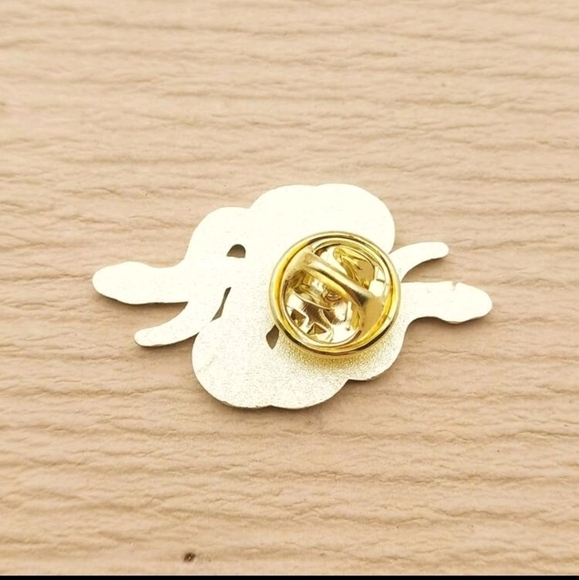 Black white snake charm enamel brooch pin accessories crescent moon yon yang bag - Picture 2 of 2